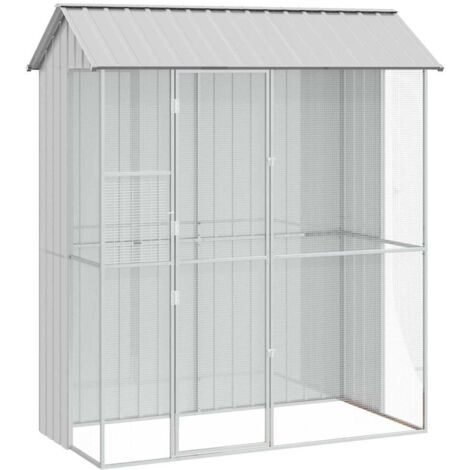 Vidaxl – Cage pour oiseaux extérieure 215 x 110 x 247 cm – Acier galvanisé – Design moderne et spacieux – Assemblage facile avec pièces numérotées