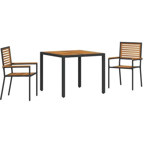 vidaXL Garden Dining Set 3 pcs Black and Brown Poly Rattan (1/5)
