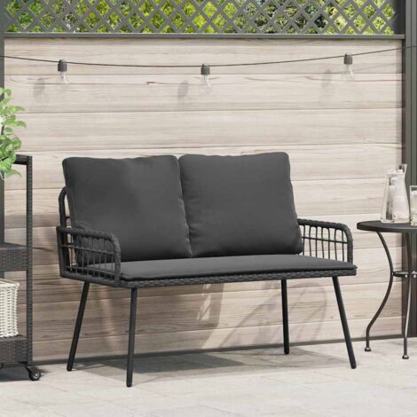 vidaXL Banc de jardin avec coussin Anthracite 114 x 64 x 90cm Acier (1/5)