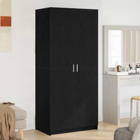Vidaxl – Armoire de rangement noire 80 x 51 x 180 cm – Bois d'ingénierie – Avec porte affleurante – Assemblage facile à deux - NOIR 80 X