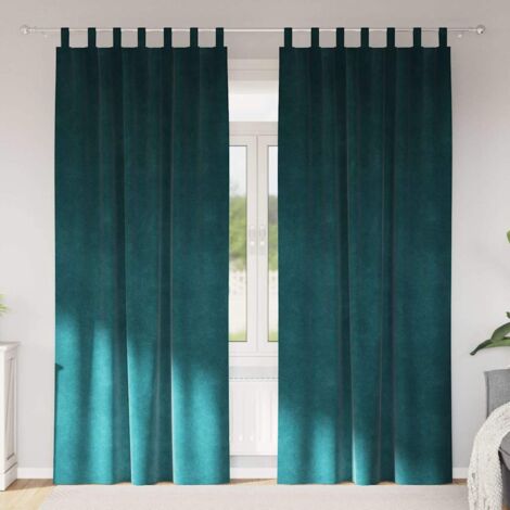 Rideaux avec des rideaux 2 pcs Vert foncé 140 x 260 cm Velours vidaXL
