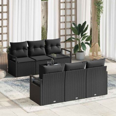 vidaXL Ensemble de canapé de jardin avec coussin 7 pcs Noir (1/5)