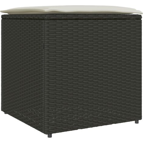 Vidaxl – Coffre de jardin en poly rotin noir 50 x 50 x 50 cm – Résistant aux intempéries – Accès facile – Design moderne et épuré