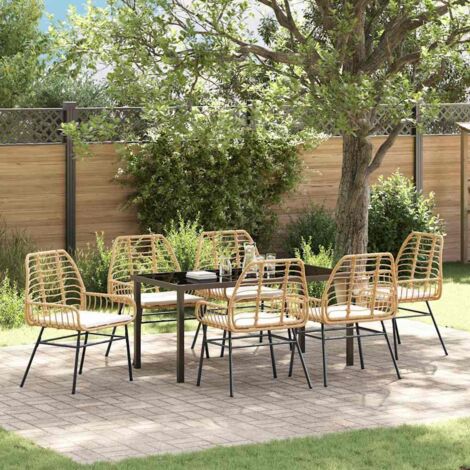 vidaXL Ensemble de salle à manger pour jardin 7 pcs Marron polyrotin (1/5)