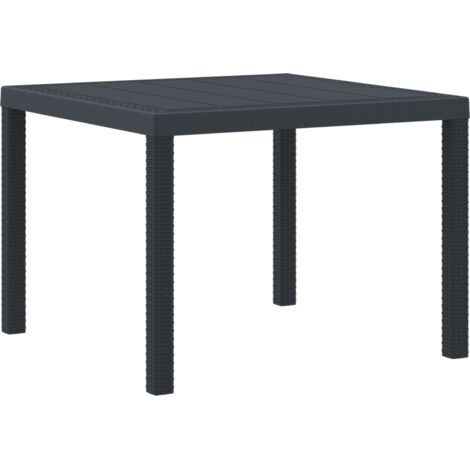 Vidaxl – Table de jardin anthracite 100 x 100 x 73 cm – Polyrotin résistant aux intempéries – Cadre en acier durable – Pour 6 personnes