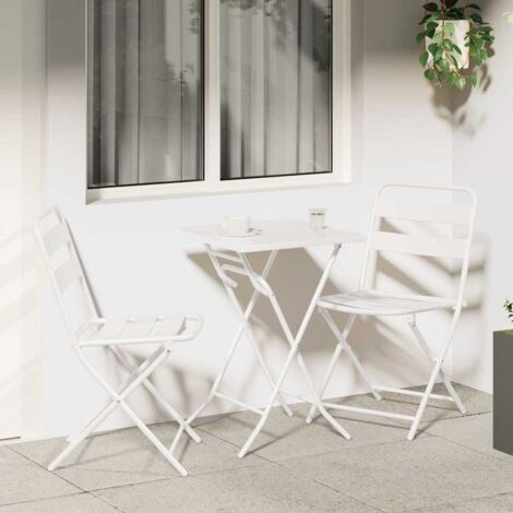 vidaXL Ensemble bistro de jardin 3 pcs Blanc Acier (1/5)