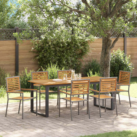 Ensemble de salle à manger pour jardin 7 pcs Gris vidaXL (1/5)