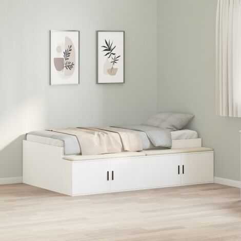 vidaXL Cadre de lit avec tiroir Blanc 70 x 190 cm Bois d'ingénierie (1/5)