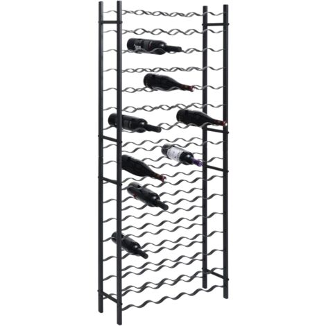Vidaxl – Casier à bouteilles 96 bouteilles – Fer noir avec finition métal pulvérisé – Dimensions 64x22x157 cm – Empilable avec fixation murale