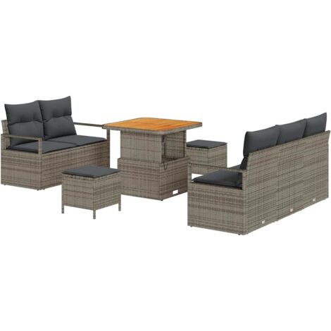 Ensemble de canapé de jardin avec coussin 8 pcs Gris polyrotin vidaXL (1/5)