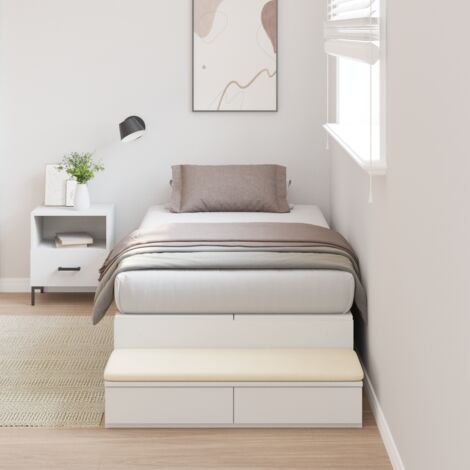 vidaXL Cadre de lit avec rangement Blanc 100 cm Bois d'ingénierie (1/5)