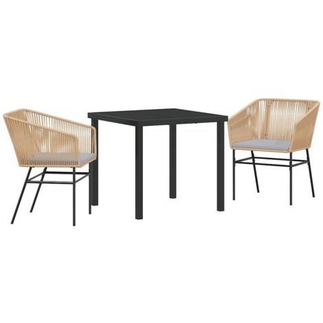 Ensemble de salle à manger pour jardin 3 pcs Marron Poly rotin vidaXL