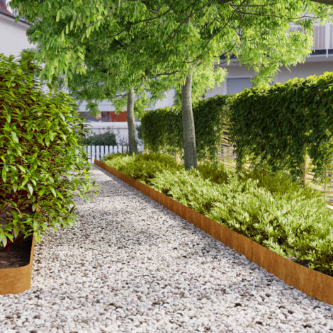 Vidaxl – Bordure de pelouse 50 pcs – Acier corten rouillé – Dimensions 103 x 15 cm – Résistante aux intempéries – Assemblage rapide sans outil (1/6)