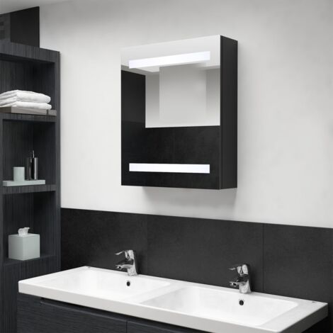 Armoire de salle de bain à miroir LED noir 50x14x60 cm vidaXL (1/6)