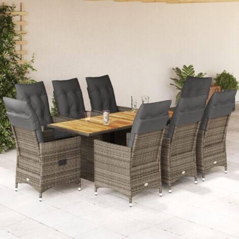 vidaXL Ensemble à manger de jardin 9 pcs coussins gris résine tressée (1/5)