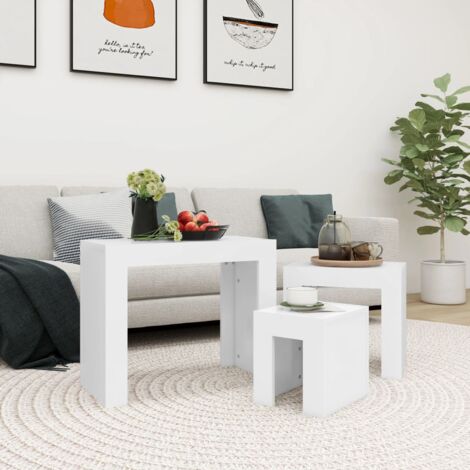 Tables basses gigognes 3 pcs Blanc Bois d’ingénierie vidaXL