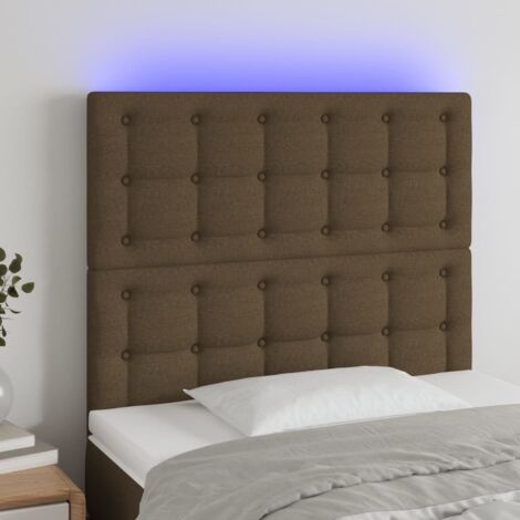 Tête de lit à LED Marron foncé 90x5x118/128 cm Tissu vidaXL
