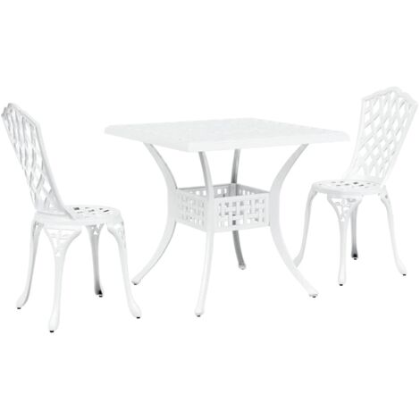 Ensemble de tables de jardin 3 pcs Blanc Aluminium coulé vidaXL (1/5)