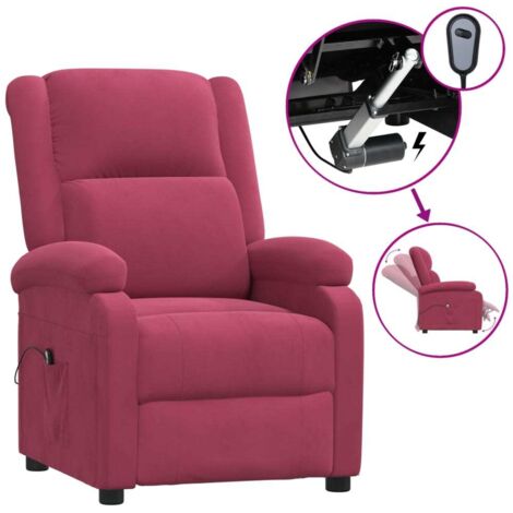 Fauteuil inclinable électrique rouge bordeaux velours vidaXL (1/5)