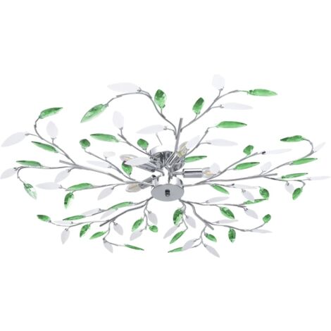 Vidaxl – Plafonnier à bras en acrylique 5 ampoules E14 vert – Finition chromée satinée – Dimensions 100 x 15 cm – Éclairage moderne pour salon ou chambre