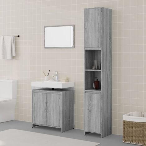 vidaXL Ensemble de meubles de salle de bain 3 pcs Sonoma gris (1/5)