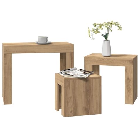 Vidaxl – Tables basses gigognes 3 pcs en bois d'ingénierie – Design contemporain – Résistantes à l'humidité et à la déformation – Idéales pour petits espaces (1/5)