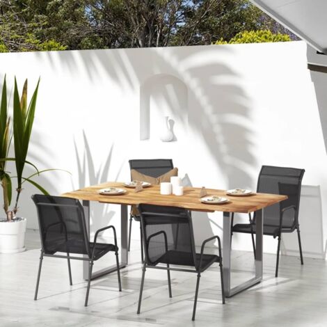 Vidaxl – Chaises de jardin 4 pcs acier textilène noir – Résistantes aux UV et à la décoloration – Design léger pour extérieur – Faciles à transporter