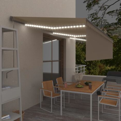 vidaXL Auvent automatique store capteur de vent et LED 6x3 m Crème