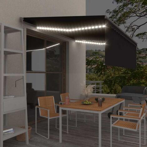Vidaxl – Auvent automatique 4,5x3 m avec capteur de vent – Tissu polyester haute densité – Aluminium résistant à la rouille – LED intégrées