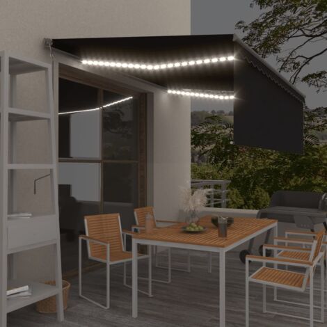 Vidaxl – Auvent automatique 4x3m avec capteur de vent et LED – Aluminium résistant aux UV – Tissu polyester imperméable – Télécommande incluse