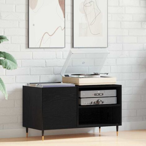 Meuble à vinyles Chêne noir 85 x 38 x 48 cm Bois d'ingénierie vidaXL