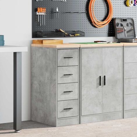 vidaXL Armoire de rangement de garage gris béton 30x51x85 cm bois pin (1/5)