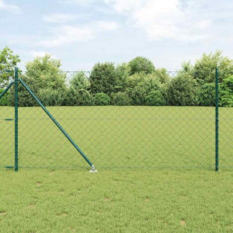 Clôture en treillis avec poteaux Vert 1 x 10 m Acier vidaXL