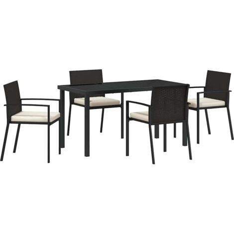 vidaXL Garden Dining Set 5 pcs Black Powder-Coated Steel
