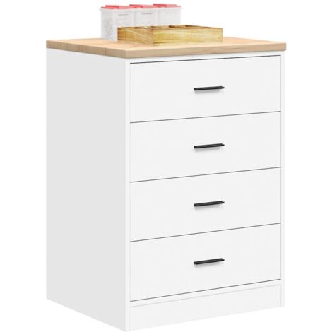 Vidaxl – Armoire de rangement garage 60x51x85 cm – Bois de pin durable – 4 tiroirs spacieux – Surface de travail robuste