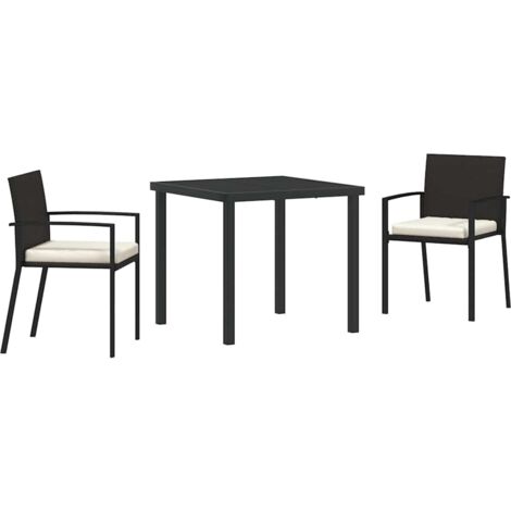 vidaXL Garden Dining Set 3 pcs Black Powder-Coated Steel