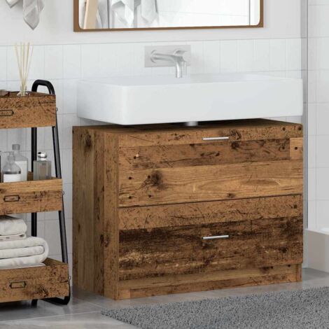 Vidaxl – Meuble sous vasque simple en bois d'ingénierie – Dimensions 78 x 37 x 59 cm – Design minimaliste avec plusieurs tiroirs – Entretien facile