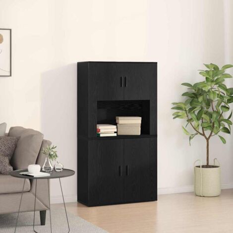 Haut meuble Chêne noir 80 x 33 x 150 cm Bois d'ingénierie vidaXL (1/5)