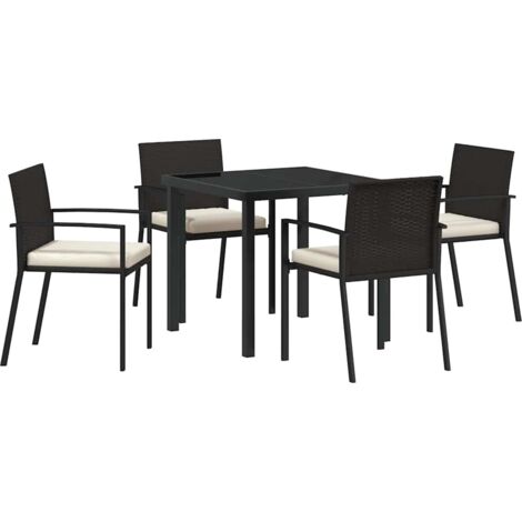 vidaXL Garden Dining Set 5 pcs Black Powder-Coated Steel