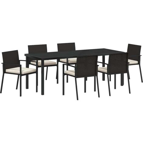 vidaXL Ensemble de salle à manger pour jardin 7 pcs Noir