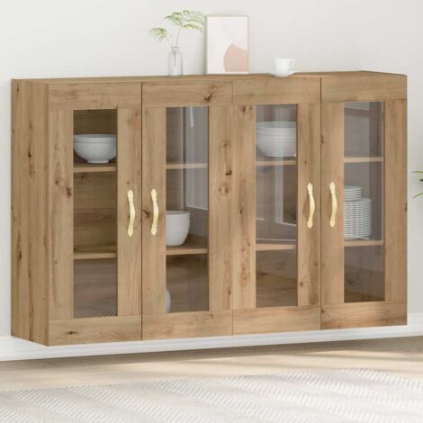Vidaxl – Armoire murale 2 pcs en bois d'ingénierie – Dimensions 69.5 x 34 x 90 cm – Portes en verre – Étagères pratiques pour rangement élégant (1/5)
