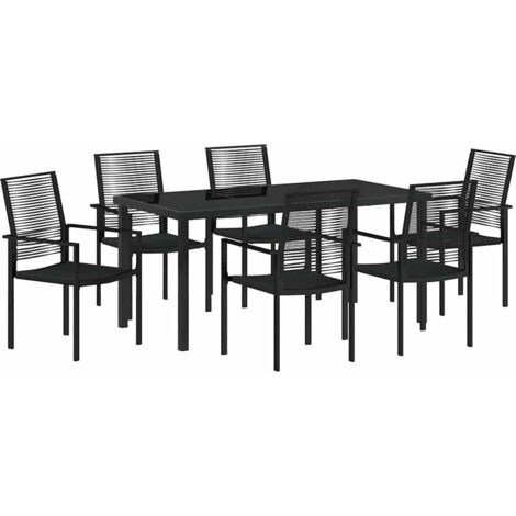 vidaXL Garden Dining Set 7 pcs Black Powder-Coated Steel (1/5)