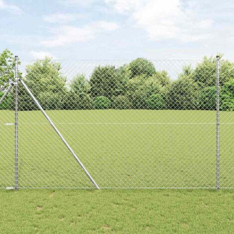 vidaXL Chain Link Fence Silver