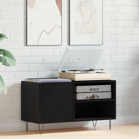 Meuble à vinyles Chêne noir 85 x 38 x 48 cm Bois d'ingénierie vidaXL