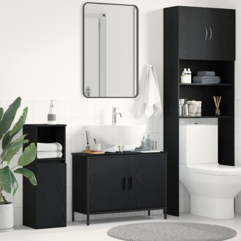Meuble sous lavabo Noir Chêne 80x30x60 cm Bois d'ingénierie vidaXL (1/5)