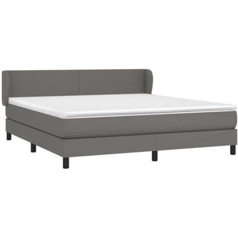 vidaXL Sommier à lattes de lit avec matelas Gris 180x200 cm Similicuir (1/5)