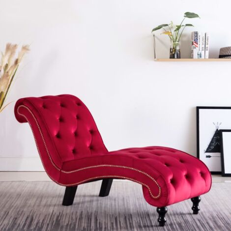 Chaise longue Velours Rouge vidaXL