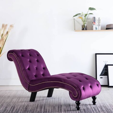 Chaise longue Velours Violet vidaXL