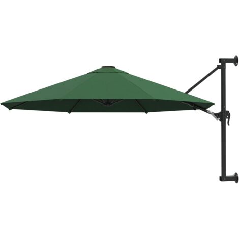 vidaXL Wall-Mounted Parasol with Metal Pole 300 cm Green
