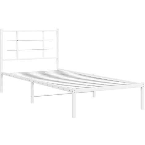 Cadre de lit métal sans matelas avec tête de lit blanc 90x190cm vidaXL (1/5)